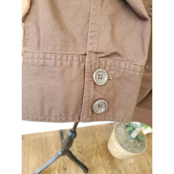 Liz Jordan Women's Brown Cotton Long Sleeve Collared Buttons Long Coat - Picture 5 of 12